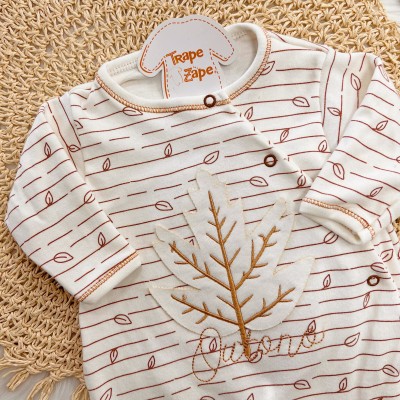 Macacão Malha Trape Zape - Outono - Off White e Ferrugem